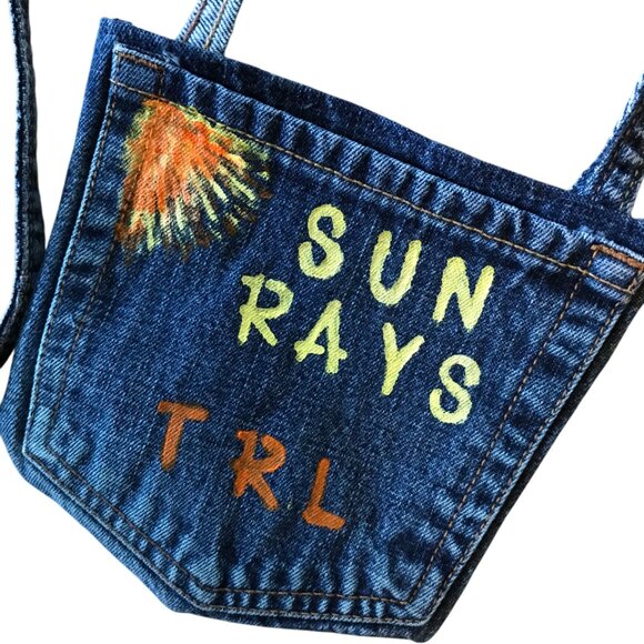 Handmade Crossbody Bag: Recycled Denim Table Rock Lake Theme Cell Phone Holder - Picture 5 of 12